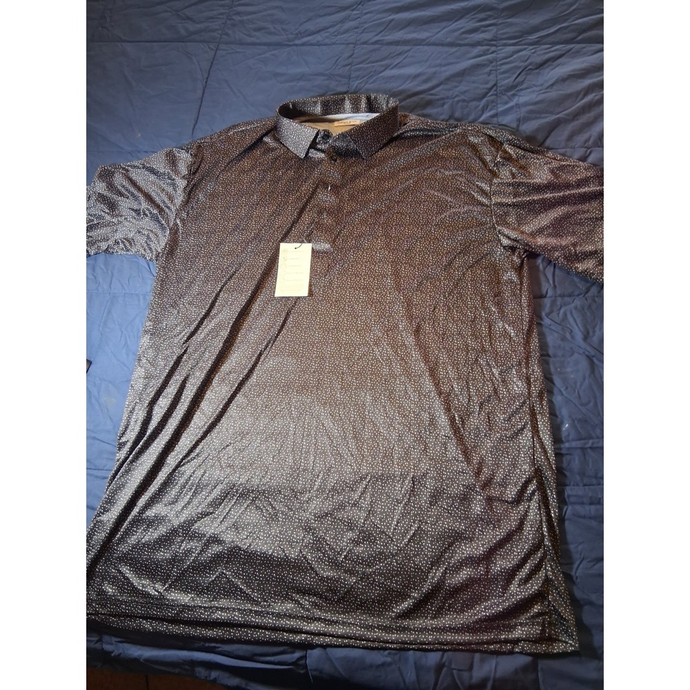 Collars & Co Men's Size‎ 3XL Black Geometric Polo Original Fit Shirt Polo